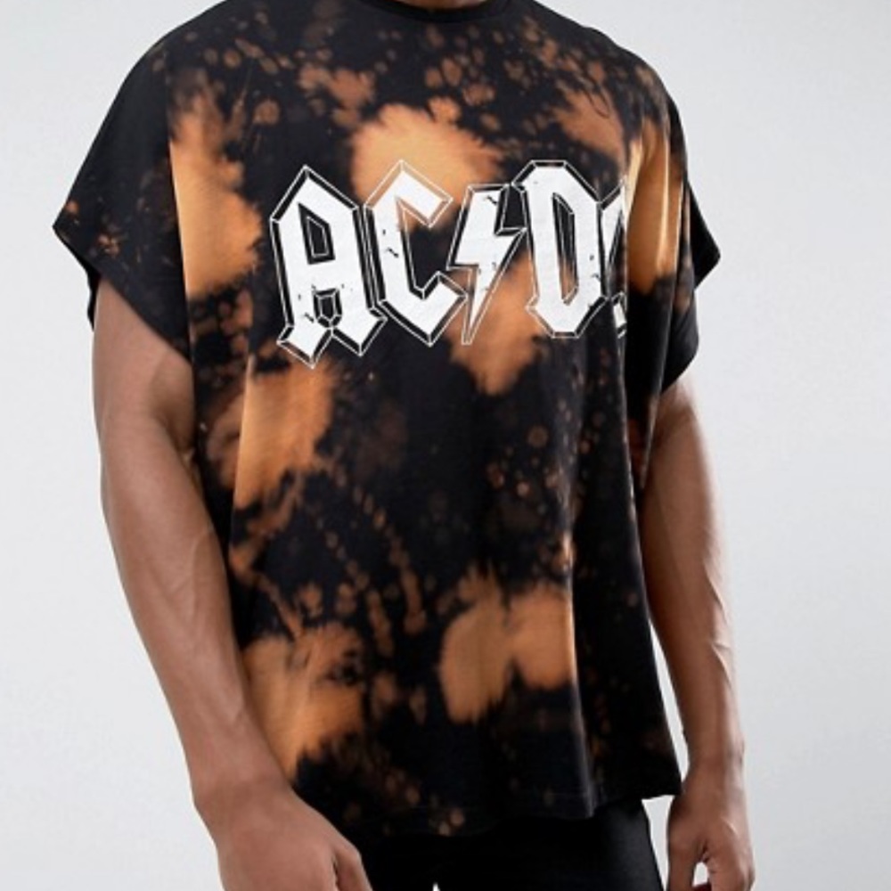 AC/DC band tee bleach dyed